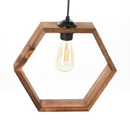Opviq Hexagon Antiquation Lámpara de Madera Marrón
